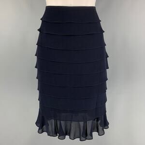 ESCADA Size 8 Navy Silk Layered Skirt